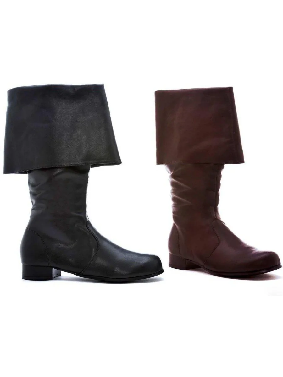 Ellie Shoes 121-Hook 1" Heel Knee High Men's Boots - Black & Brown, Sizes S-M-L