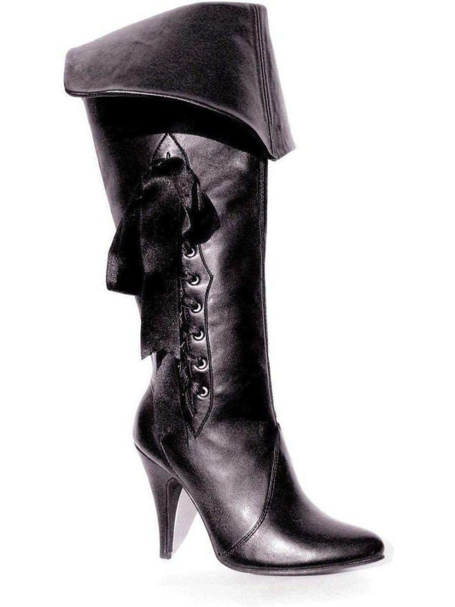 Ellie Shoes Naisten merirosvopuku Saappaat 418-Merirosvo 4" Korko 3-nauhalla mustassa PU:ssa