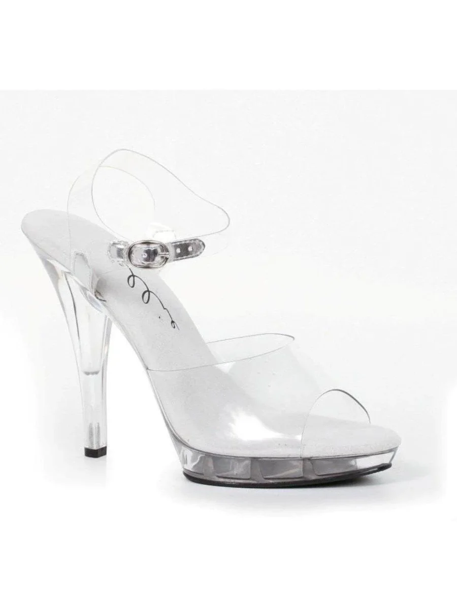 Ellie Shoes E-521-Brook-W 5" Heel Clear Women's WIDE Width Sandal.