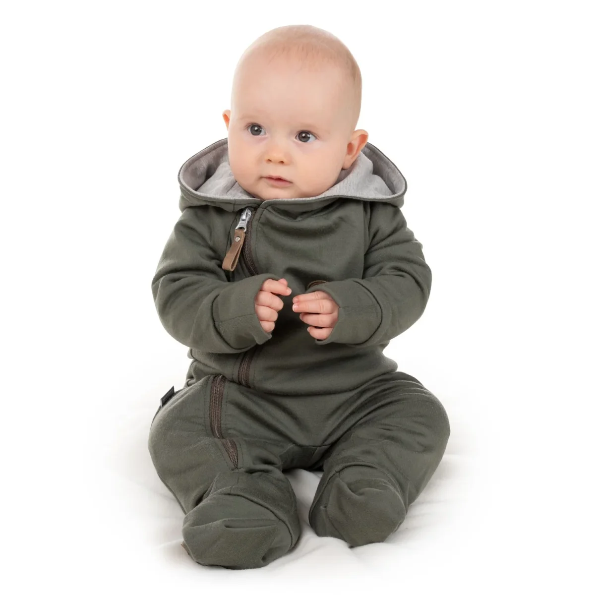 Puuvillavuorattu merinovillahaalari vauvalle, khaki