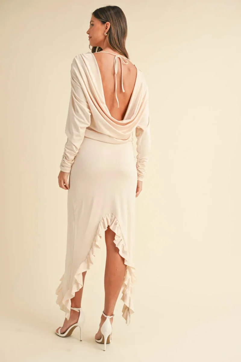 Mable Backless Asymmetric Ruffle Hem Dress - Image 3