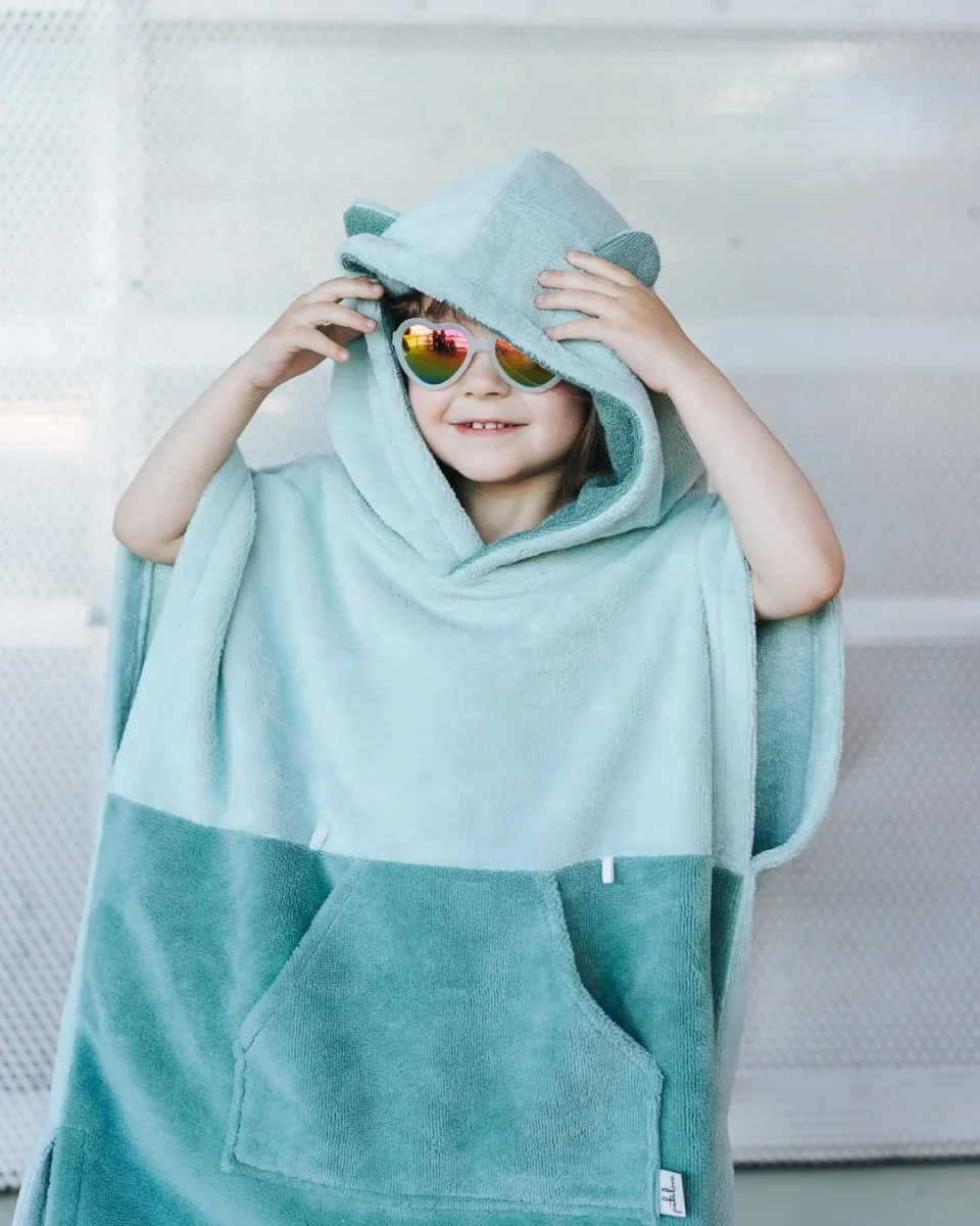 Lasten kylpyponcho Surfbear, vihreä